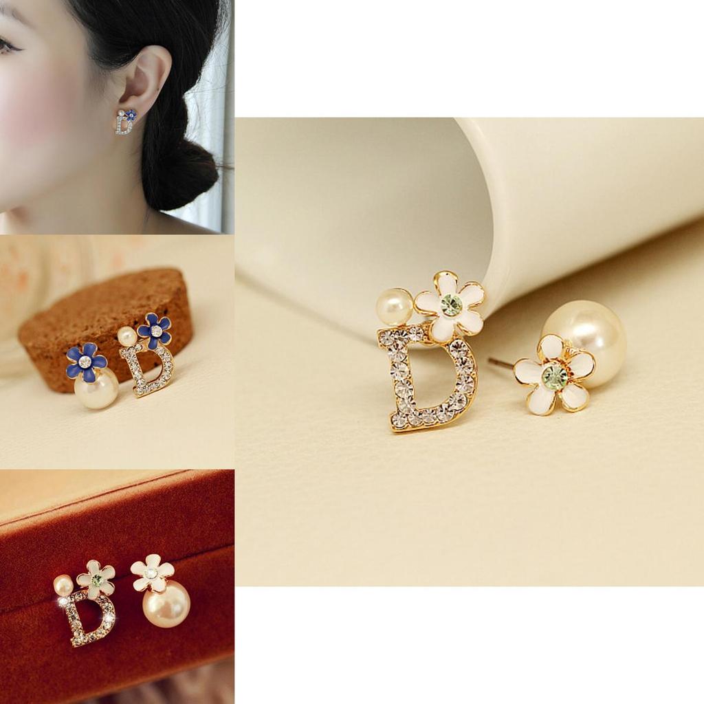 Elegant Women's Alloy Crystal Rhinestone Stud Earrings With Artificial Pearls