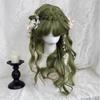 Long Wavy Cosplay Green Wig for Women Heat Resistant Ponytail Lolita Synthetic Halloween Anime Wigs Natural Hair Party