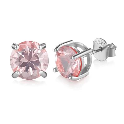 5MM Silver 925 K18 Morganite Single 18K Platinum Hypoallergenic To For Both Gift for Anniversary Gift for Girlfriend Earrings, Women's