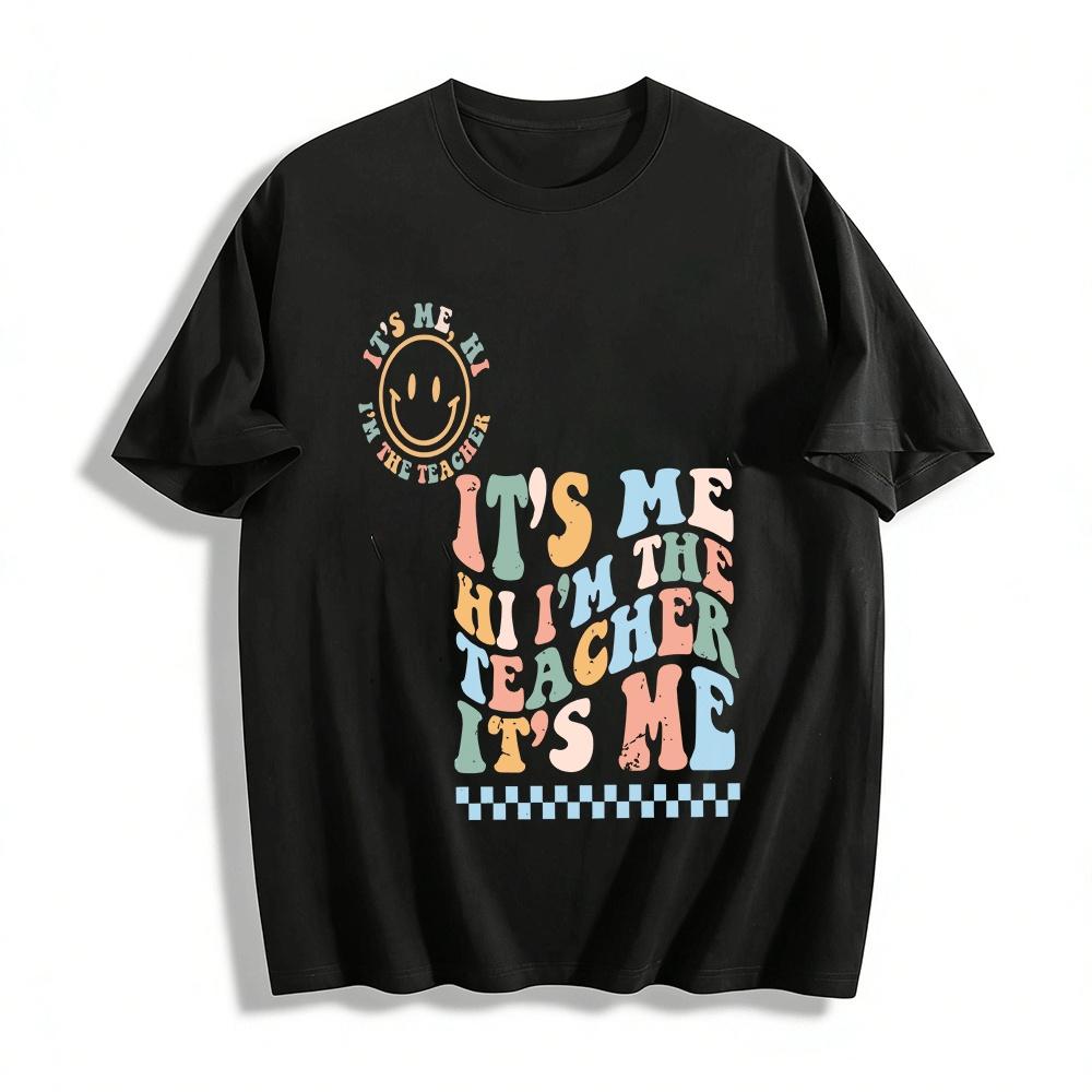 Retro Fun Teacher Themed Graphic Casual Top Pure cotton T-shirt XXS