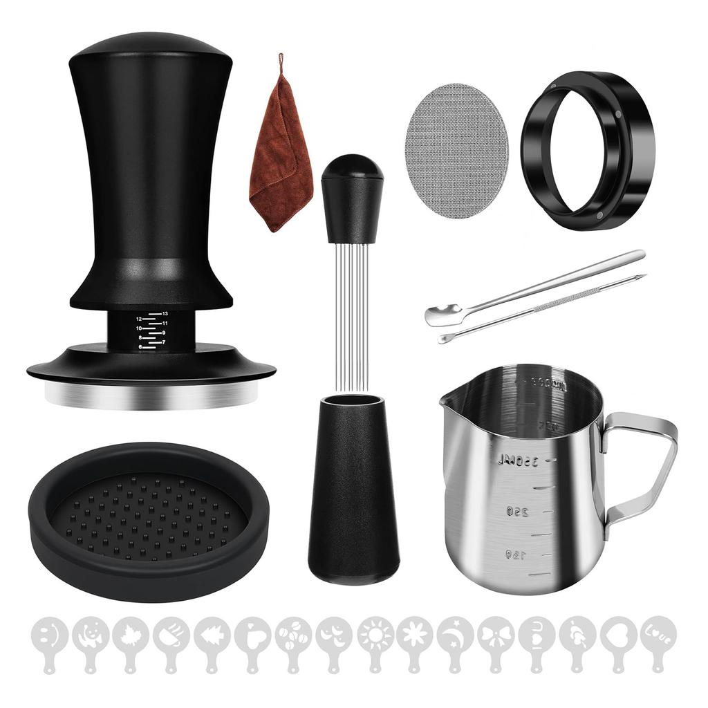 25PCS Coffee Accessories Set with Constant Pressure Espresso Tamper, Dosing Funnel, Distribution Tool, Puck Screen,