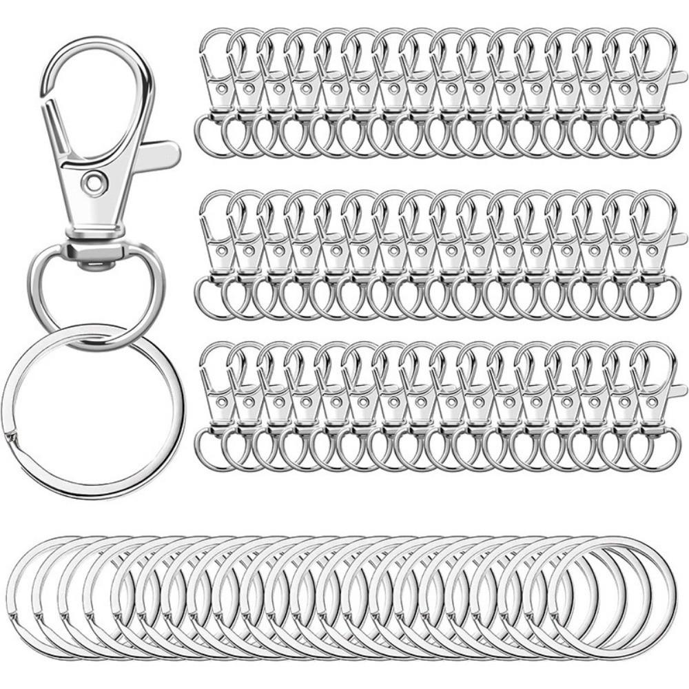 

100Pcs Flexible Lobster Claw Clasp 360 Degree Rotating Rotating Key Chain Gift Making срібний
