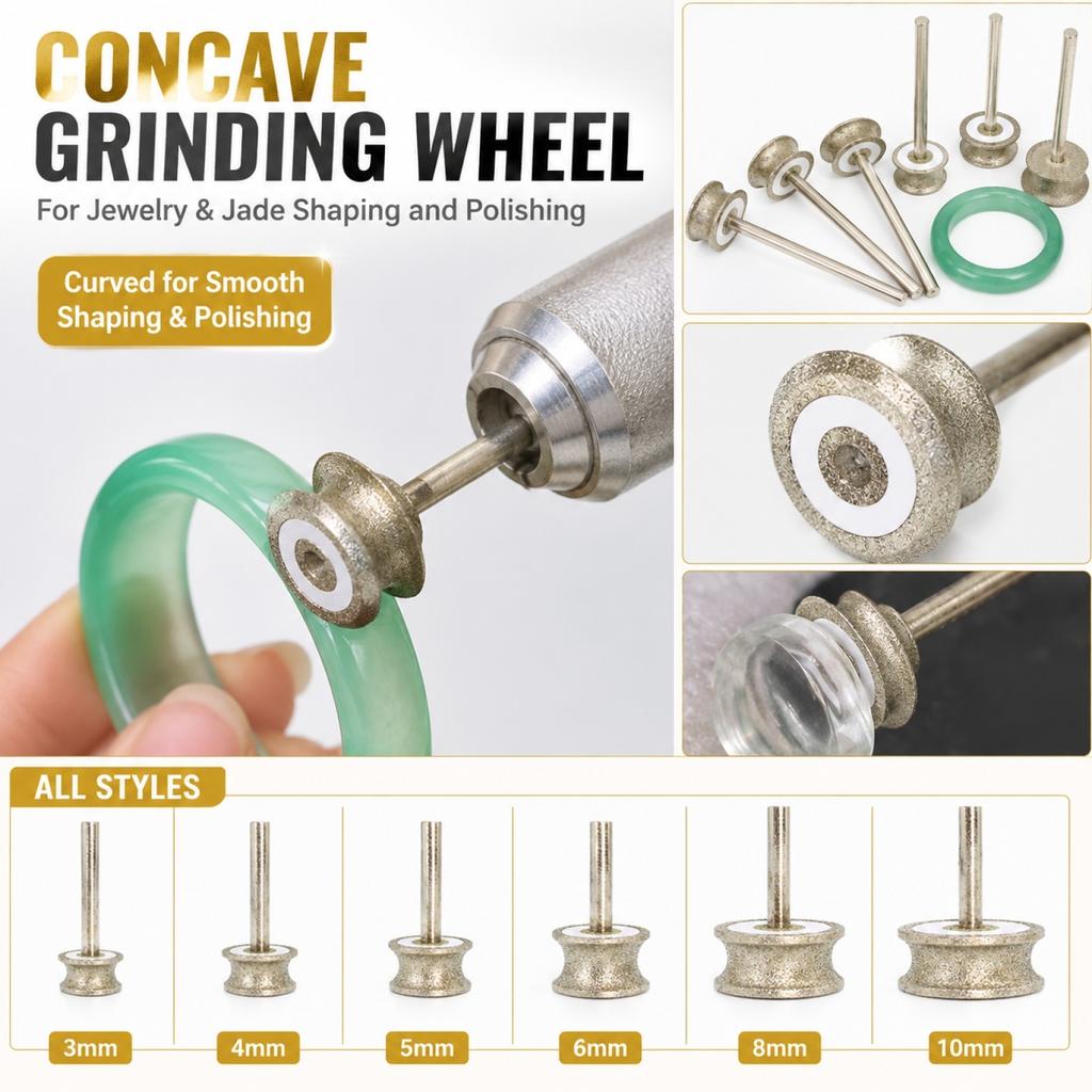 Concave Grinding Wheel for Glass and Jade Jewelry Making - Polishing and Shaping Tool