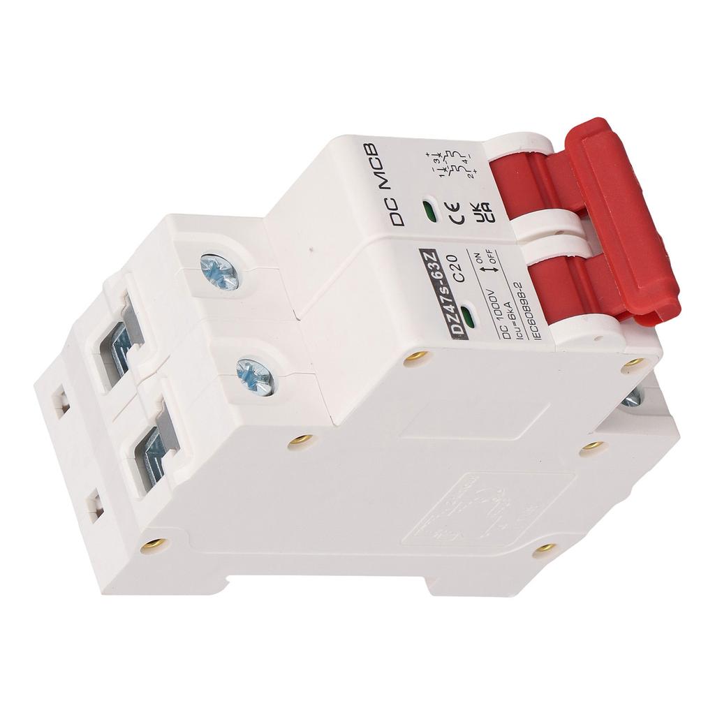 Miniature Circuit Breaker 2P Breaking Capacity 6000A 20A Pa66 Housing Photovoltaic Circuit Breaker DC1000V