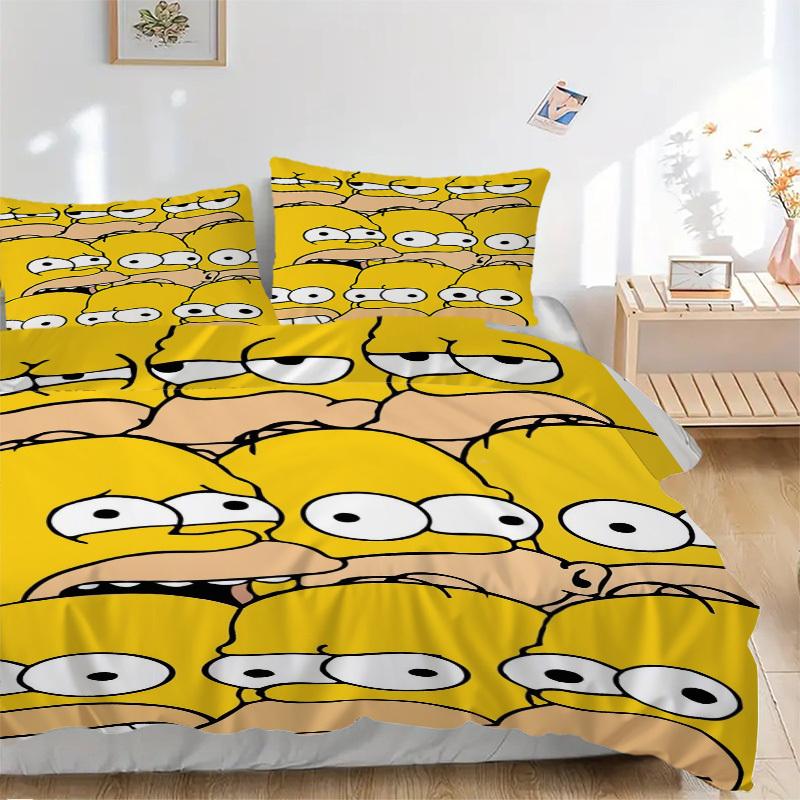 

Homer Simpson Pattern Bedding Set Comforter Cover Gift for Bedroom,Includes 1 Cover and 2 Pillowcases, No InsertB547 135x200cm