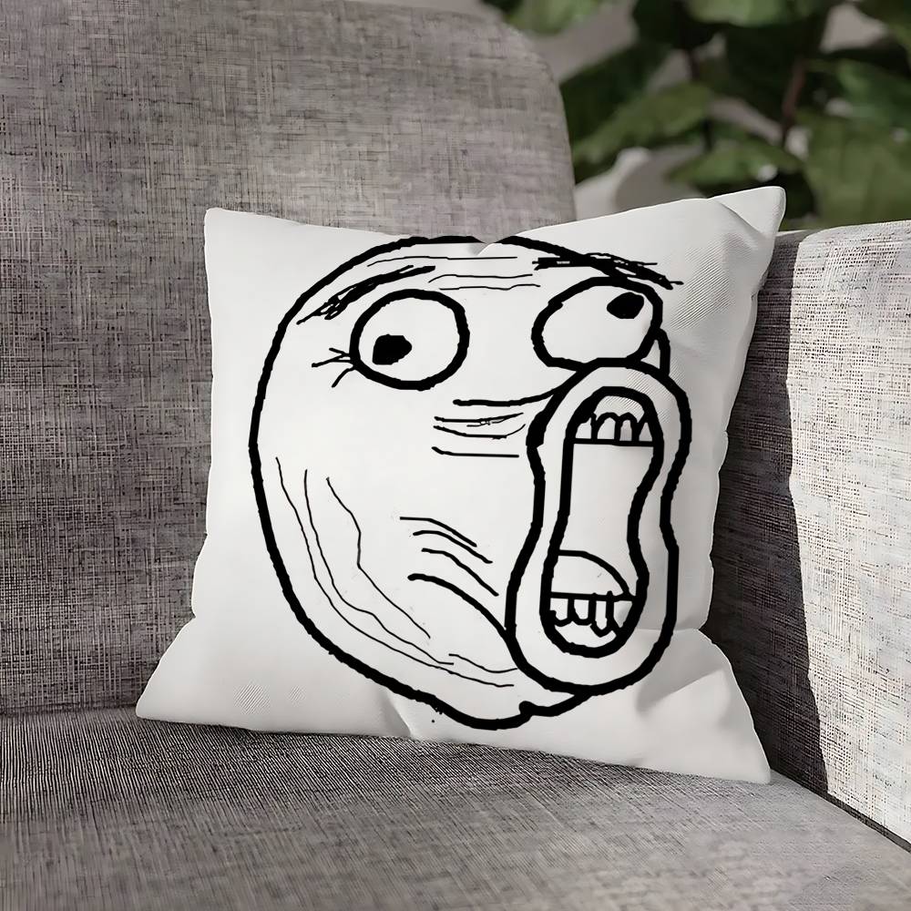 T-Trollface Throw Pillow Case For 45cm 40cm 55cm 50cm 30cm Square Car Pillowcase Shell