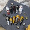 36Pcs/box Halloween 3D Nail Jewelry Alloy Spider Skull Ornament Nail Art Decoration