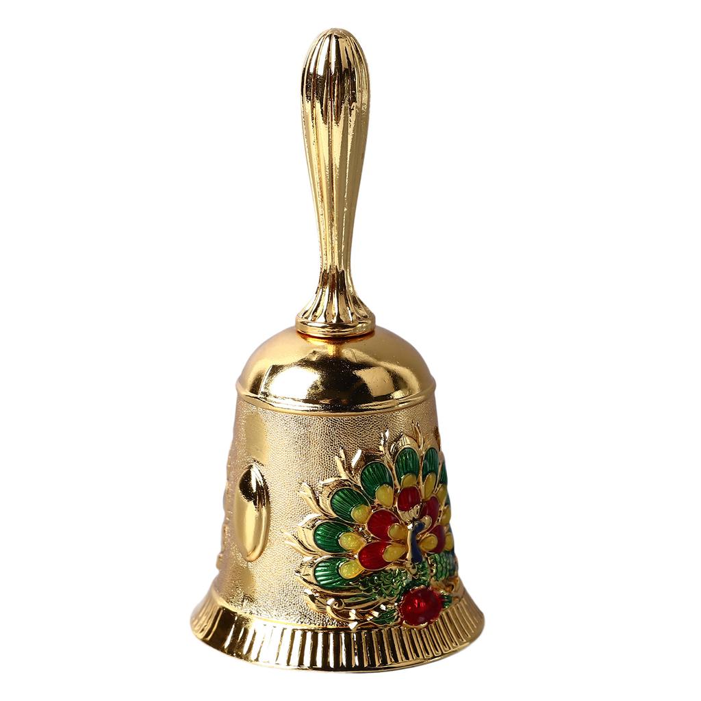 Hand Bell Vintage Brass Antique Exquisite Carved Pattern Hand Call Bell HandBell for Dinner Wedding Party Family School