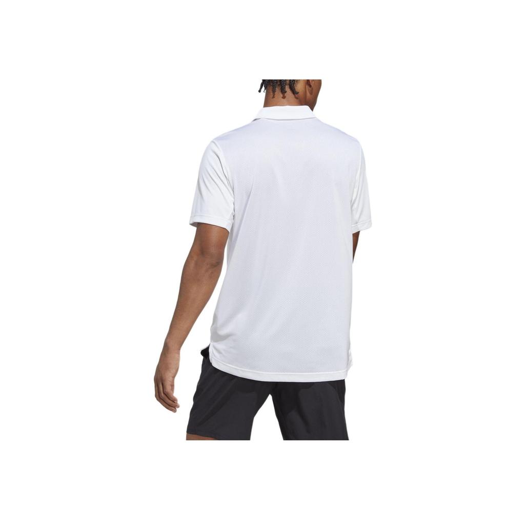Adidas Logo Print Button-Fit Straight-Cut Short Sleeve Polo Shirt Men Polo Shirts White HS3277