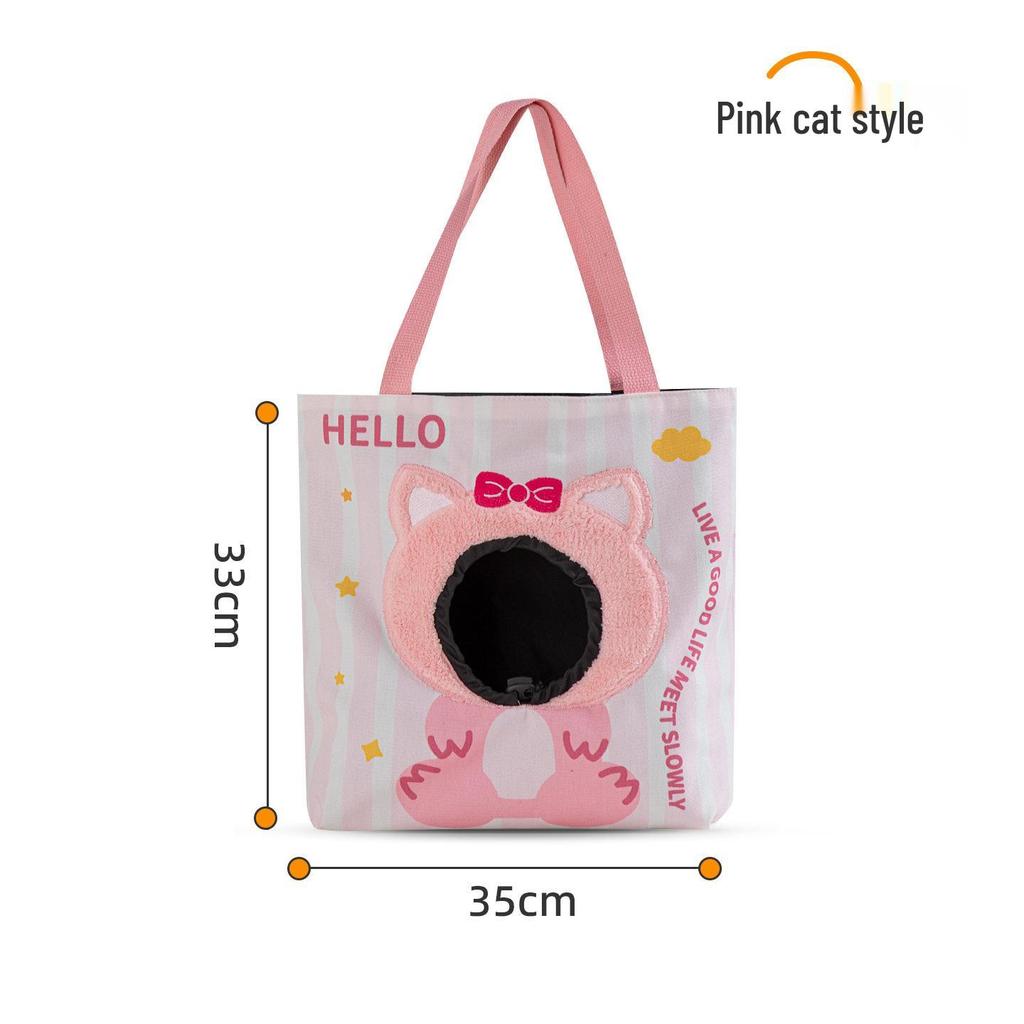 Portable, Breathable Canvas Cat Carrier Bag: Large Capacity, Lightweight, Crossbody, Head-Out Design, Cartoon Style for Travel