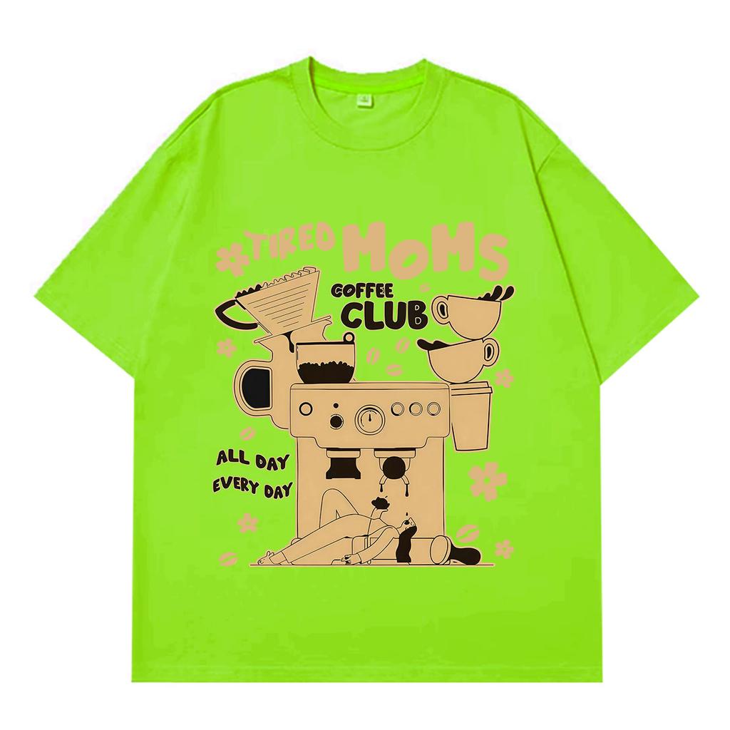 Tired Moms Coffee Club Funny Retro Coffee Lover Graphic Tshirt Unisex Unisex Fashion Tshirt Summer Cotton Hiphop Loose Tshirts