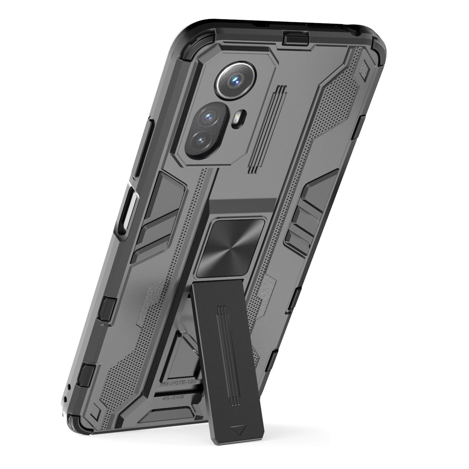

For Xiaomi Redmi Note 12S 4G Phone Case Anti-Drop Protective Cover Kickstand Hard PC+Soft TPU Phone Case Black