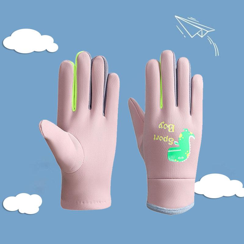 Winter Children's Gloves Cartoon Dinosaur Fluorescence Cycling Kids Warm Sports Skiing Windproof Waterproof Boys Girls Gloves