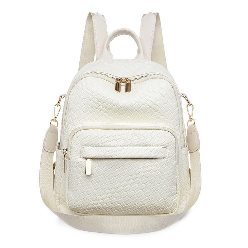 

IELGY Корейская версия женского рюкзака Diamond, повседневная, вместительная, модная, универсальная, мягкая кожаная дорожная сумка белый