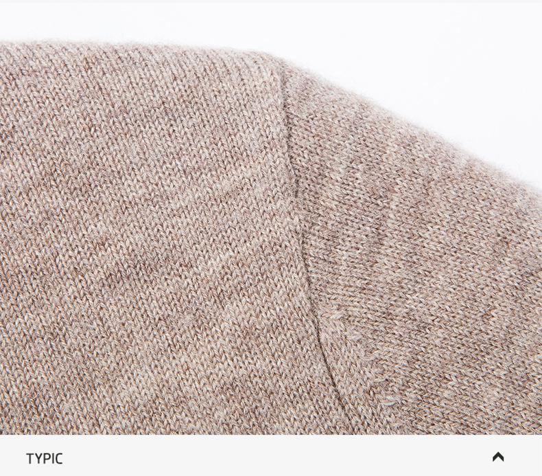 Winter 2025 Men's Warm Wool Sweater, Half-High Collar, Zipper, Solid Color, Thick Knit Base Layer