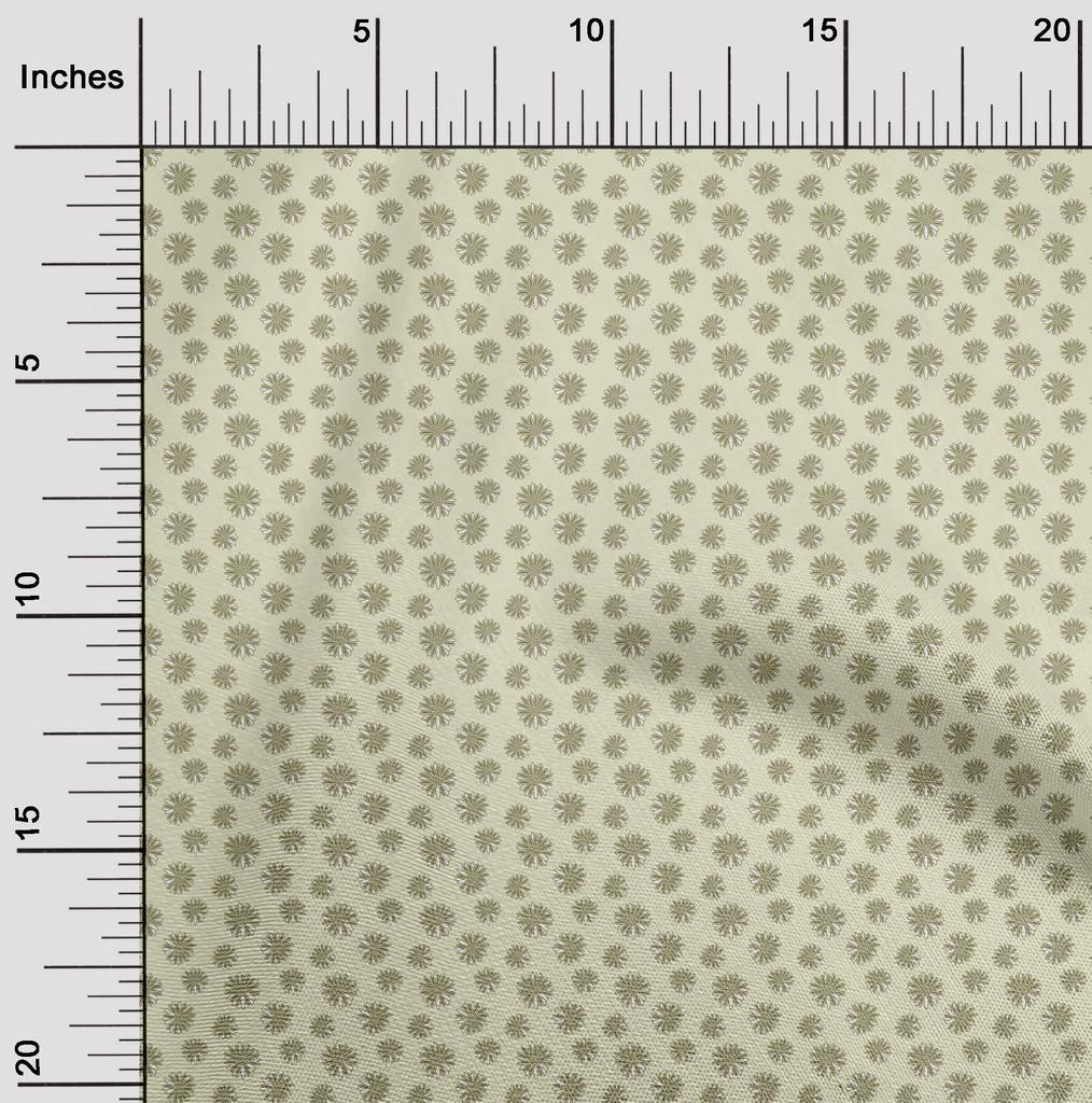 oneOone Cotton Flex Greenish Beige Fabric Asian Block Sewing Material Print Fabric By The Yard 40 Inch