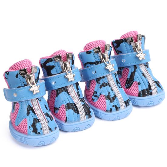 

Сапоги для домашних животных с рисунком коровы, противоскользящая мягкая подошва, сетчатые пинетки для домашних щенков для маленьких собак 3 синий