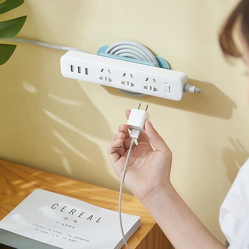 2 In 1 Socket Retainer  Wall-Mounted Sticker Punch-Free Plug Fixer Self-Adhesive Fixer Cable Wire Organizer Seamless Power Strip