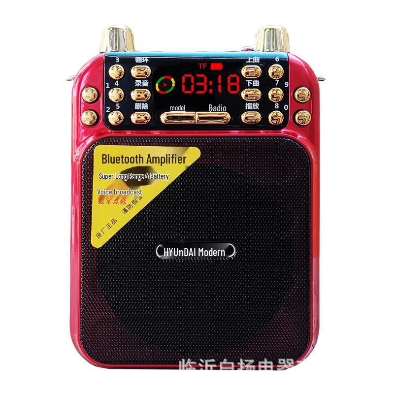 Curated Bluetooth Amplifier: Multifunctional Portable Speaker with High Volume, Card Insertion, Radio, and Four-Battery Power.