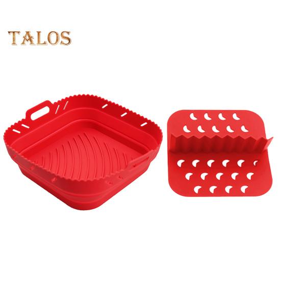Silicone Air Fryer Liner Set Square with Mittens Dividers Oil Brush Food Clip Reusable Heat Resistant Easy-Clean Baking Mold for Multi-Ingredient