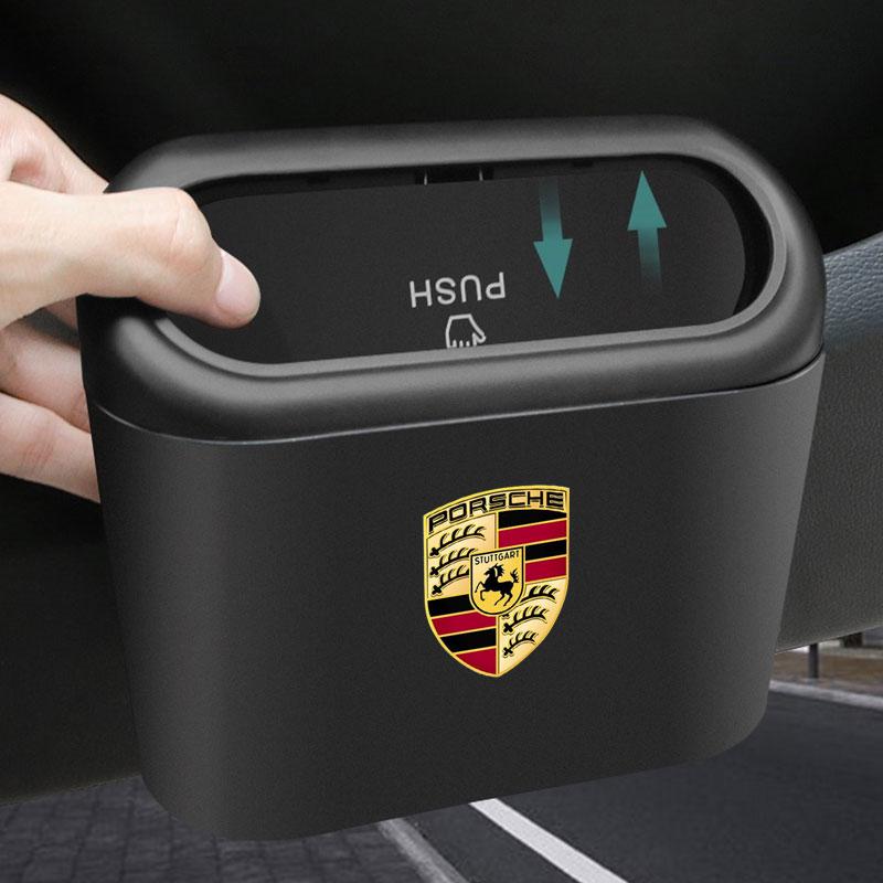 Car Vehicle Case Storage Box Black ABS Square Pressing Trash Can For Porsche Cayenne Macan 911 Gt3 918 928 944 968 Boxster Panamera