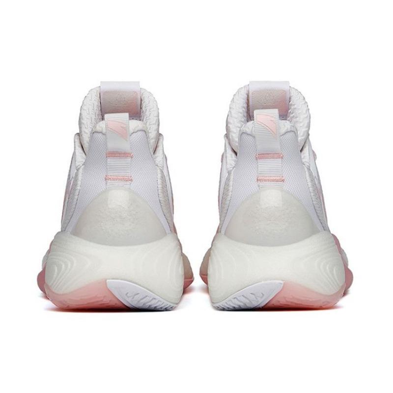 Anta Women's Bubble Pop Mid Top Practical Basketball Shoes Pink White 122211603Q-4