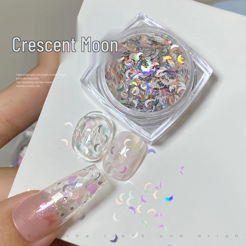 Дофаминовый носимый нейл-арт: Разноцветные Конфетные Флуоресцентные Звезды, Сердечки и Луны из Блесток