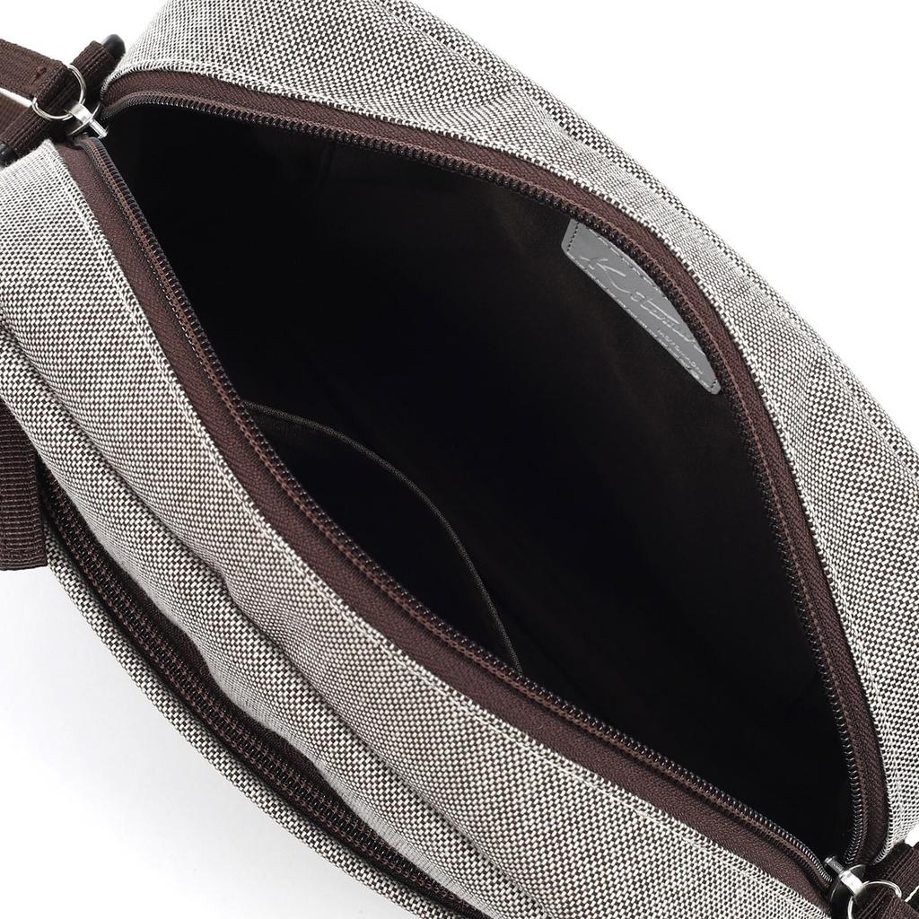 Chambray Fabric Crossbody Shoulder Bag Brown 60601 [Kitamura] R-0754 Women's [Brown]