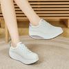 Women Platform Casual White Leather Elevator Shoes Thick Sole Height Increase Sneakers