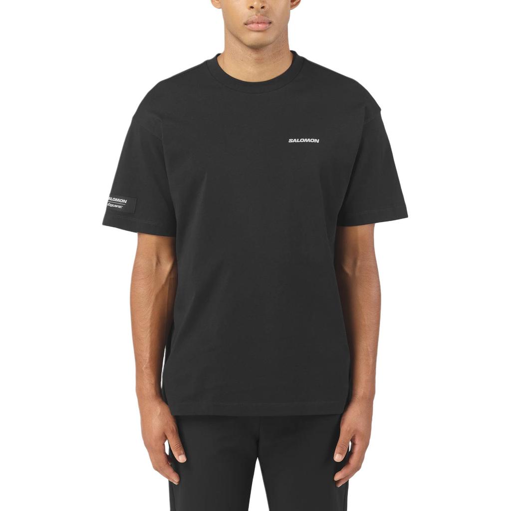 SALOMON Equipe T Shirts Men's Pitch Black Crew Neck Moderate Straight Fit C28487