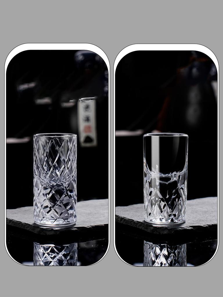 Vertical Carved Liquor Cup Small Wine Glass Drinking Utensils Crystal Glass Bullet Cups High-end Light Luxury Wine Utensils