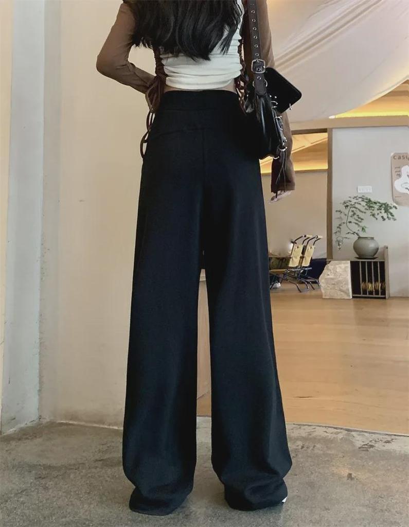 Women's American-Style Gray Sports Pants – New for Spring & Autumn 2025: Loose, Slim, Casual, Straight Wide-Leg Sweatpants.