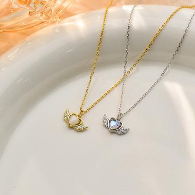 Love Wings Necklace, Light Luxury, High Grade, Collar Chain, Sweet Girl, Peach Heart Necklace Ornament