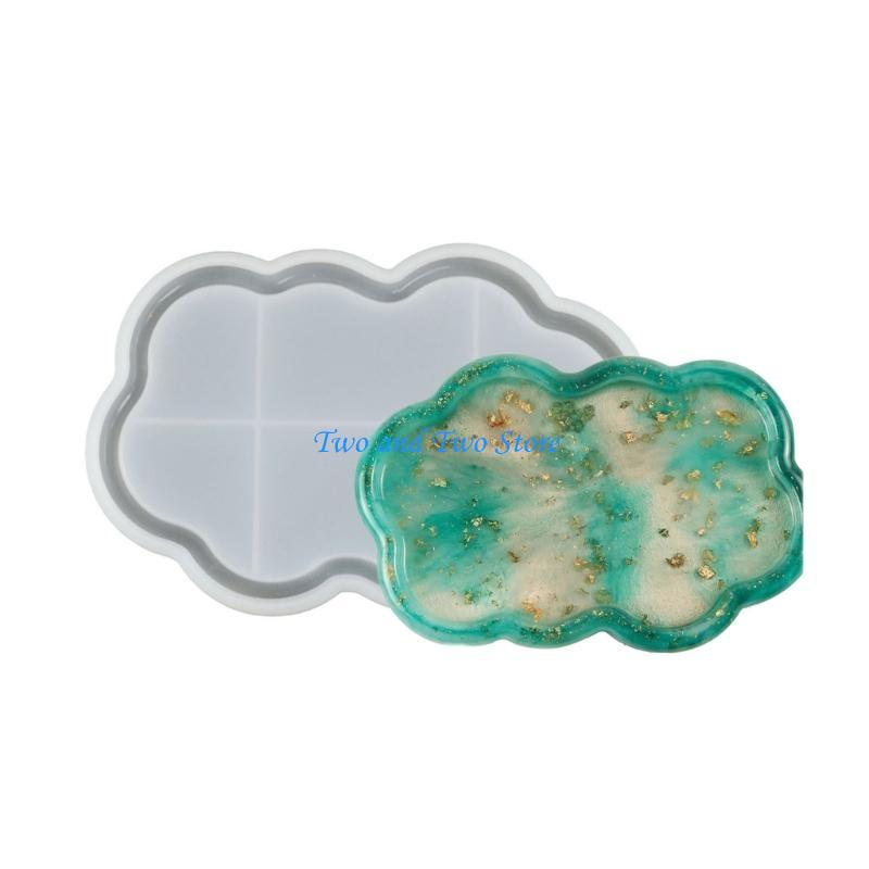 HX6F Double Heart Tray Mold Epoxy Resin Mold DIY Storage Dish Plate Mould Craft