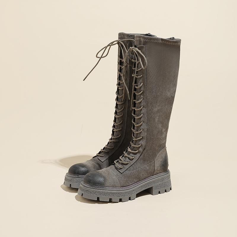 

New in autumn and winter, but knee boots are thin, elastic, thick-soled thin legs, and small people increase their height. Martin boots 35 серый