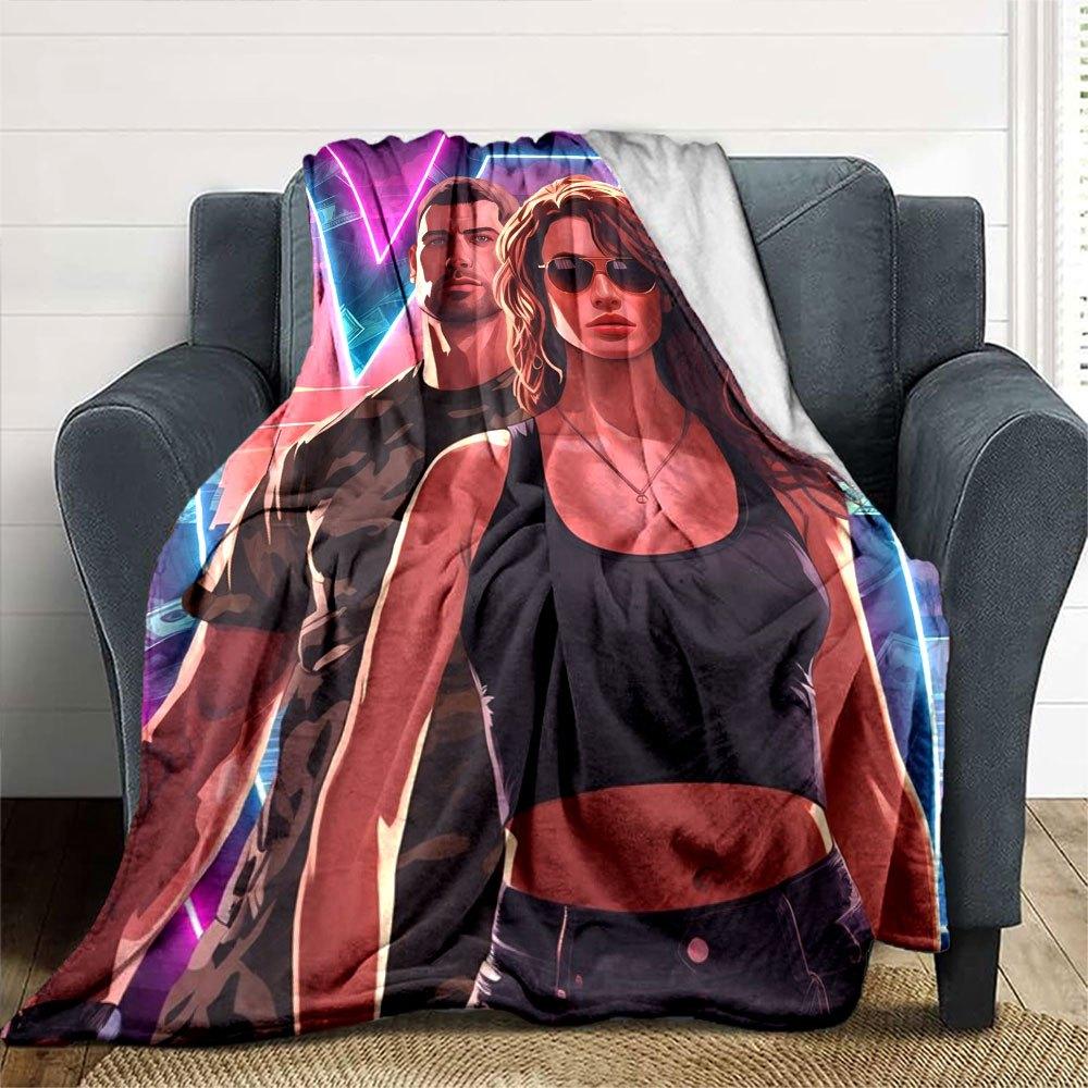 1pc Grand Theft Auto Soft Flannel Blanket with Designer Print A cozy blanket for all seasons, perfect for the couch, bed, office