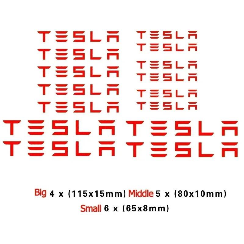 15pcs/27pcs Car Brake Caliper Sticker for Tesla Model 3 X Model S Y Roadster P75D P85D P90D P100D Auto Handle Side Emblem