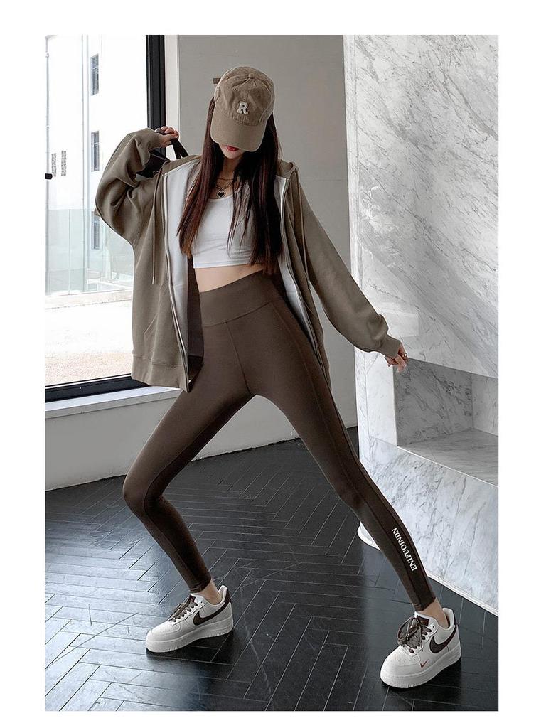 2025 Women's Plus Size Tummy Control Fleece-Lined Yoga Pants - Butt Lifting, Tight Fit for Autumn/Winter