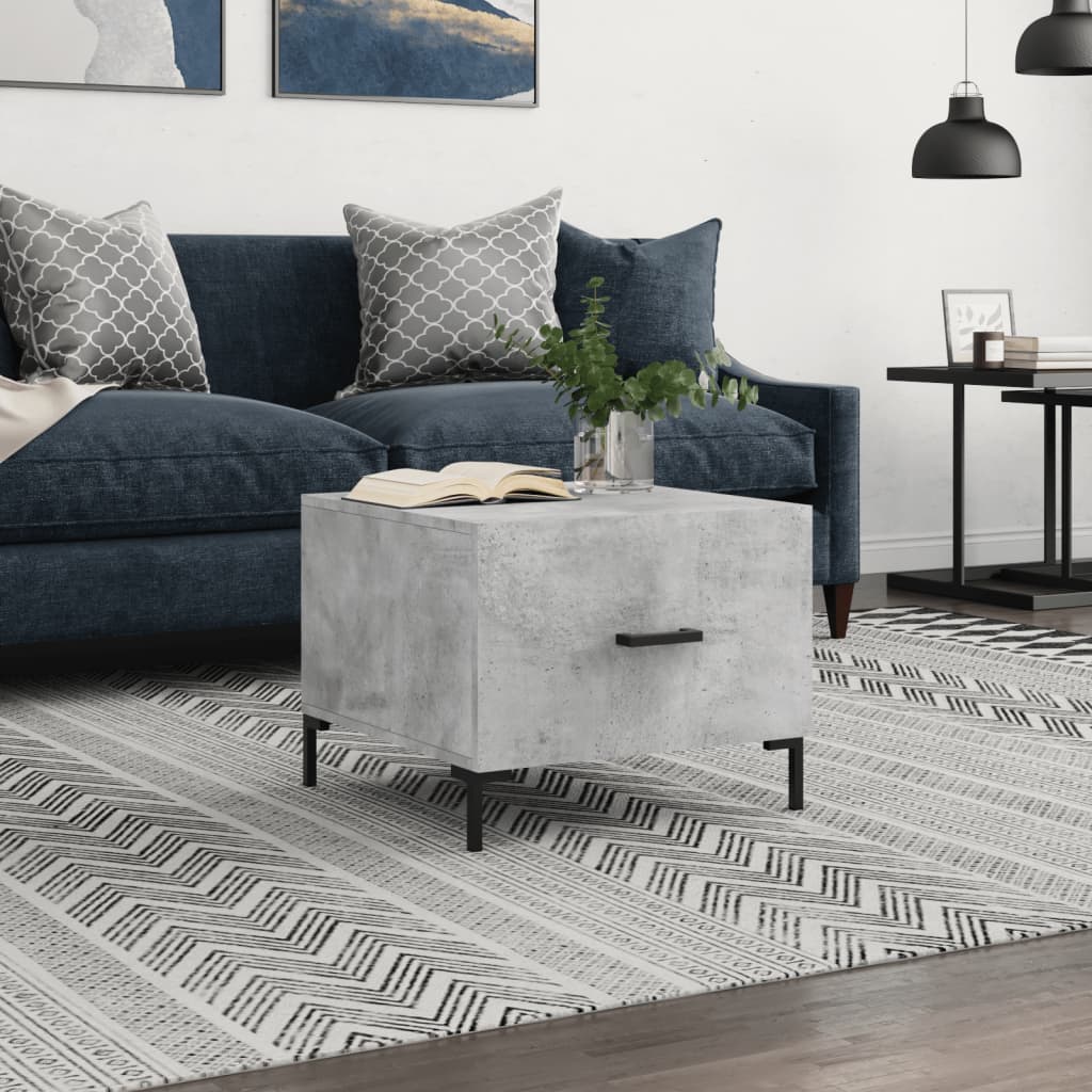 Coffee Table Concrete Gray 50x50x40 cm Wood Based Material