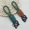 Braided Leather Key Holder Stylish Cowhides and Nylon Rope Keychain Hand Rope School Bag Pendant for Everyday Use