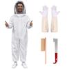 Beekeeping Full-Body Sheepskin Gloves & Suit Set with Double Bristle Brush and Pig Tail Knife, Anti-Sting Protection