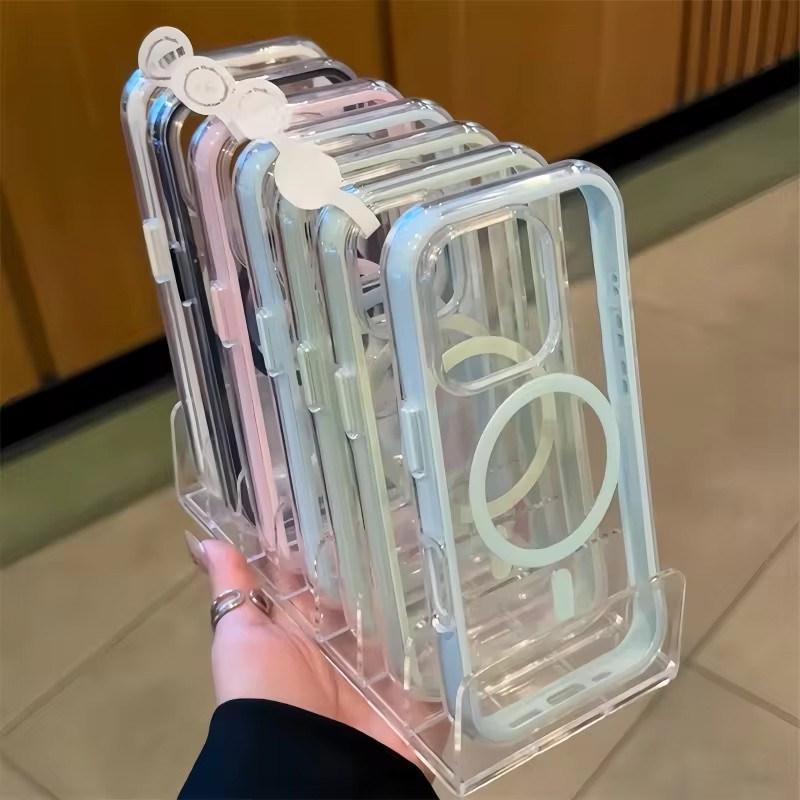 Luxury Candy Shockproof Bumper Clear For Magsafe Case for iPhone17 16 15 14 13 12 11 Pro Max Plus Magnetic Wireless Charging Cover