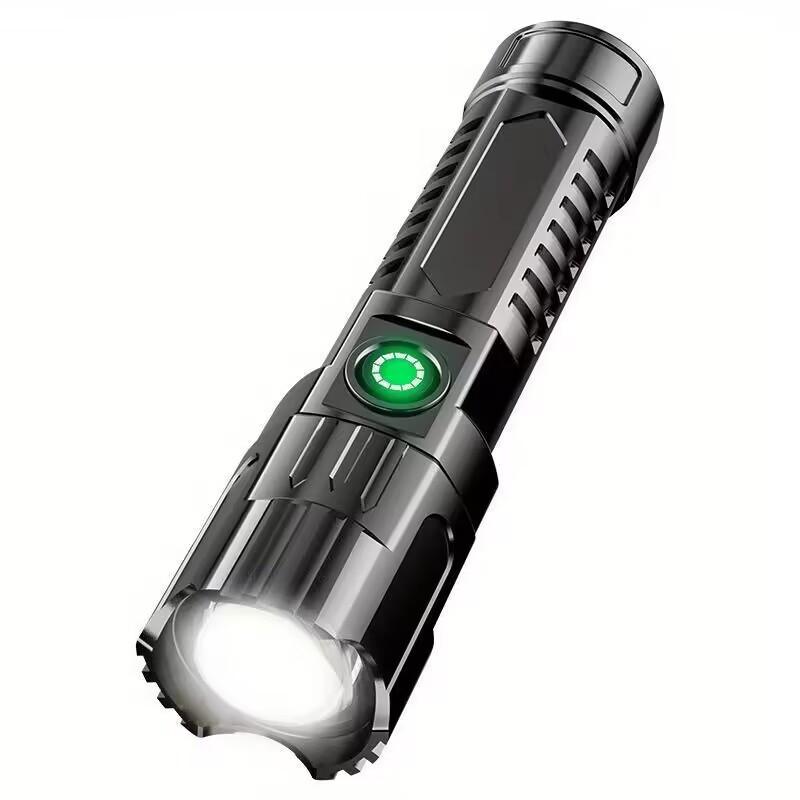 USB Rechargeable Telescopic Zoom Floodlight Handheld Flashlight