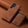 Leather for Magsafe Case for Samsung Galaxy S24 S25 Ultra S22 S23 Plus Note 20 Bracket Magnetic Back Cover with Card Holder L443