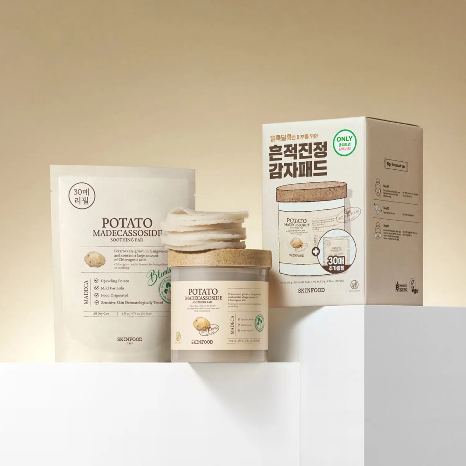 SKINFOOD Potato Madecassoside Soothing Pad 60P Set (+30P) Pad 60P Set (+30P)