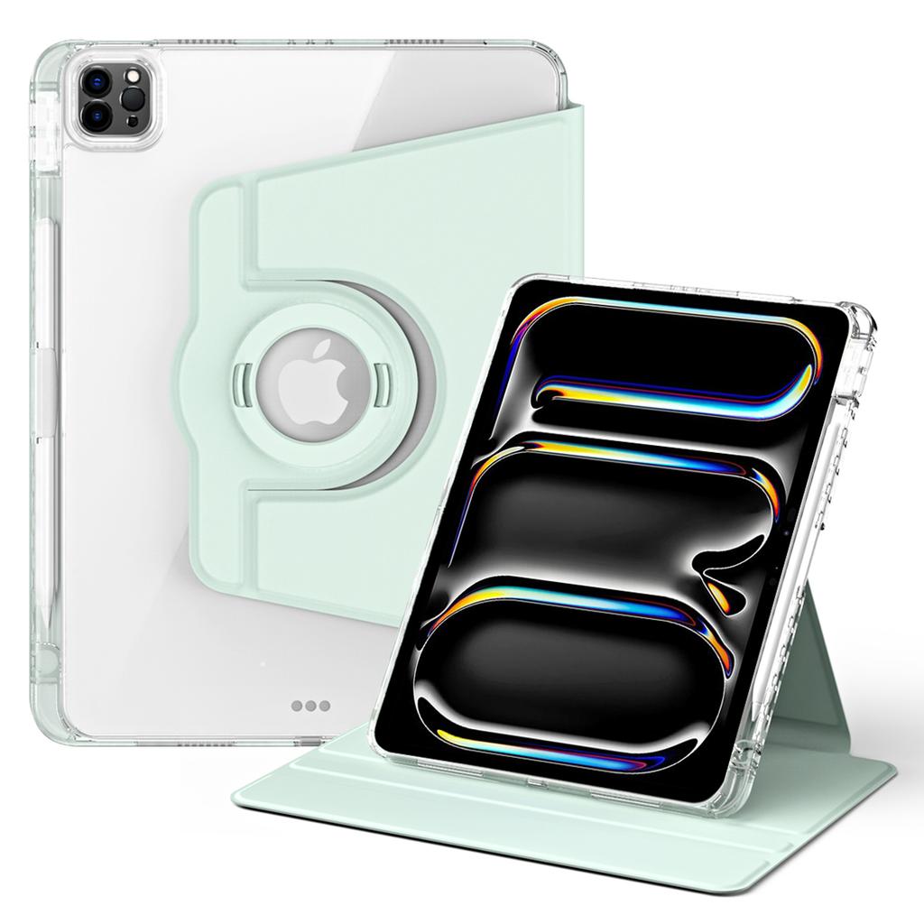 For iPad Pro 13 (2025)/13 (2024) Case Stand Leather+ Clear Acrylic Detachable Tablet Cover