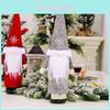 Festive Christmas Wine Bottle Covers Featuring Charming No-face Old Man Design In Red And Gray