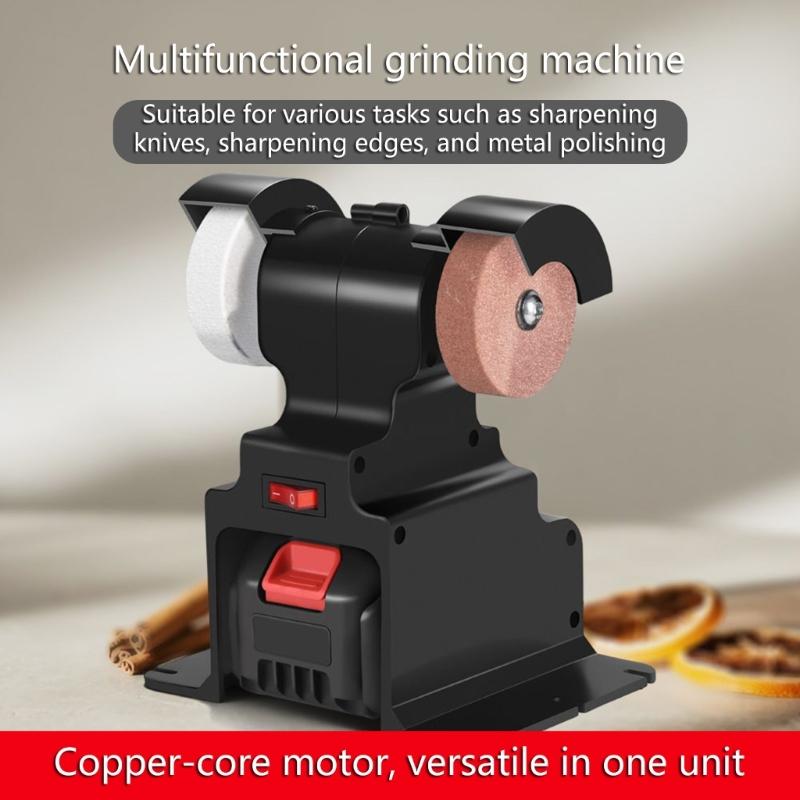 Cordless Electric Benches Grinder With Double Sanding Wheels Perfect For 18V Battery Metal Woodworking DIY Projects