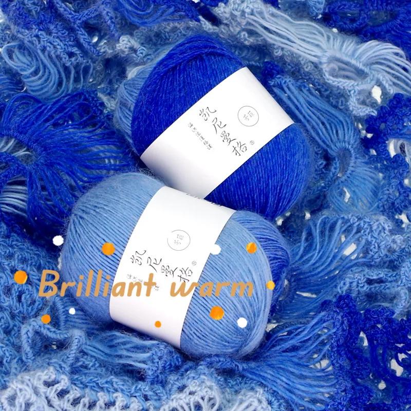 50g/Knäuel Regenbogen Baumwollgarn und Leinen Farbverlauf Handhäkeln Langabschnitt gefärbt Hand DIY Häkeln Schal Schal Zopfgarn Faden