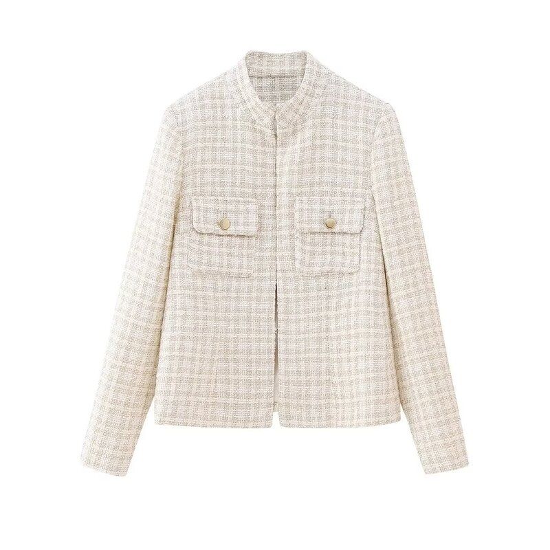 Fall 2023 New Arrival Fashion Style Women's Clothing Classic Style Stand Collar Texture Suit Outwear 8001700 170